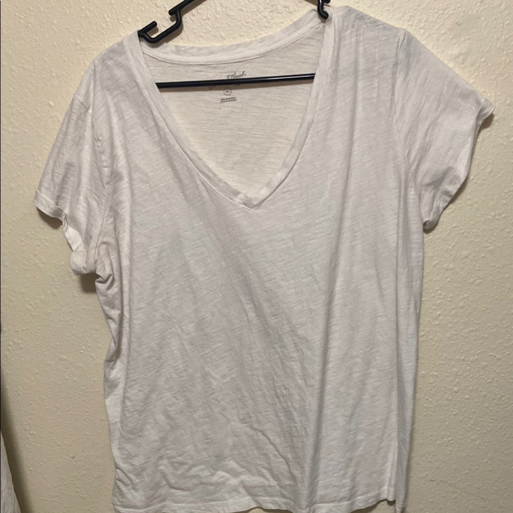 Madewell White V-Neck T-Shirt